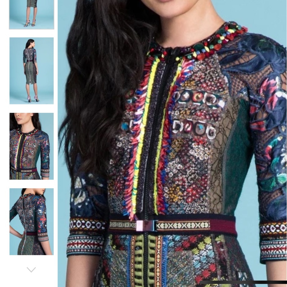 Byron Lars Multicolor Embroidered Midi Dress